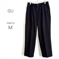 【GU】パンツ スラックス テーパード タック入り ウエストゴム 快適 M 黒