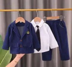 男の子フォーマルスーツ キッズスーツ 子供服 スーツ4点セット 90cm 青色