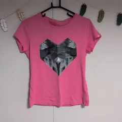 adidas ピンク ハート型Tシャツ 半袖　Lサイズ
