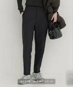 coca 裏起毛ハイウエスト美脚テーパードパンツ　L