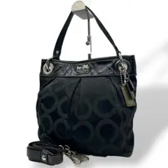 コーチ　トートバッグ　U16　黒　14579　シグネチャー　2way ハンド