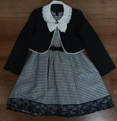 フォーマルドレス 130cm 黒と白のチェック柄　卒園式　入学式