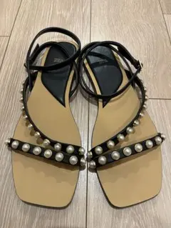 ZARA  パールストラップサンダル　37サイズ