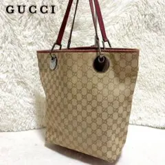 良品】 GUCCIグッチ GGキャンバス トートバッグ 赤系 120836 - メルカリ