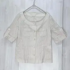 ノーカラージャケット　アイボリー　春夏　38 【base e nuovo 】
