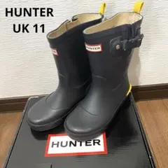 HUNTER 長靴 キッズUK11 箱付き 紺 ネイビー 黄色 レインブーツ