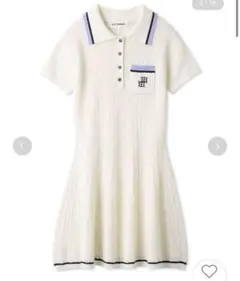 LILYBROWN ケーブルロゴ刺繍ニットポロワンピース ホワイト アイボリー