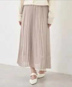 ベージュ プリーツスカート Lサイズ
