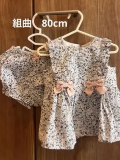 組曲　花柄セットアップワンピース　リボンつきのサムネイル