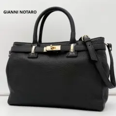 極美品 GIANNI NOTARO バックルレザーミニバッグ 2way ブラック