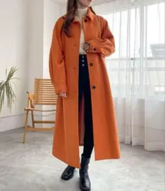 Heather ウーリーテック／2WAYカラーロングコート オレンジ