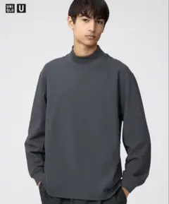 【美品】UNIQLO U モックネックプルオーバー 長袖 アイボリー L