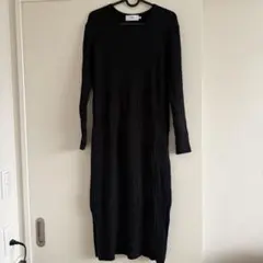 AZUL ブラック リブニット ロングワンピース M