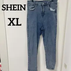 SHEIN 【XL】ハイウエスト デニム ブルー ジーパン シンプル パンツ
