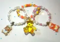 カラフル⭐️クマチャームブレスレット3個セット