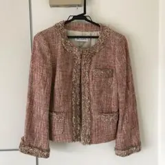 ツイードジャケット ノーカラージャケット