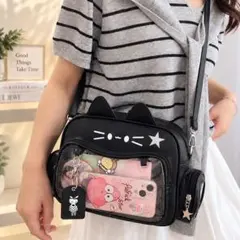 痛バ 2WAY リュック 猫耳 推し活 ブラック バッグ ショルダー ヲタ