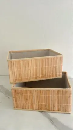 竹製収納バスケット2個セット