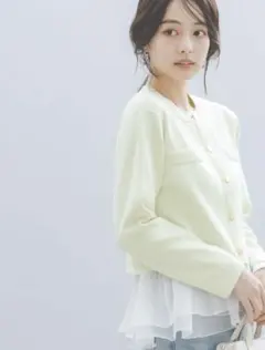 ＜ウォッシャブル＞〈a/mie〉シルク混ニットカーディガン