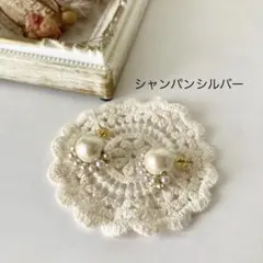 コットンパール　一粒ピアス可愛いアクセサリー　ハンドメイド