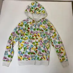 希少 USJ期間限定 ヨッシー 総柄フルジップバーカー Mサイズ マリオ 白