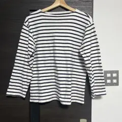 無印良品 婦人 太番手ボートネック長袖Ｔシャツ M ボーダー ロンT