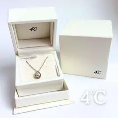 【箱ケース付き】4°C シルバー ネックレス しずく アクアマリン ダイヤ