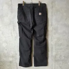 USA古着 カーハート ツイルワークパンツ W33 ブラック 黒