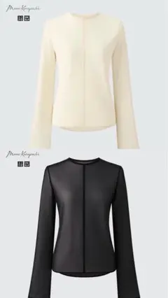 UNIQLO マメクロゴウチ シアークルーネックT ホワイト ブラック