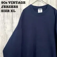 90sヴィンテージ USA製古着JERZEES無地スエットトレーナーXLネイビー