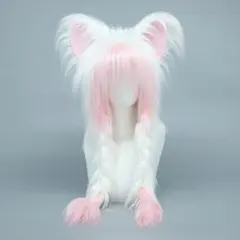 猫耳ヘッドドレス ホワイトとピンク