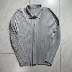 プリーツプリーズイッセイミヤケ　グレー　カーディガン　ベーシックタイプ羽織り長袖 プリーツプリーズイッセイミヤケ グレー カーディガン