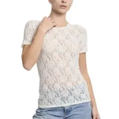 新品♡hanky panky♡シグニチャーレース♡M♡ミント♡ 半袖トップス