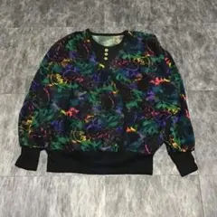 レトロ 総柄 ドルマンスリーブ トップス 長袖 カットソー