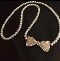 値下げ中‼️パールのリボンネックレス