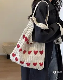 SHEIN ハート柄 ニットトートバッグのサムネイル
