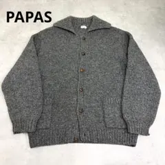 90s 00s PAPAS KNIT JACKET cable 胡桃牡丹のサムネイル