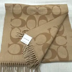 COACH ロゴ入りベージュマフラー
