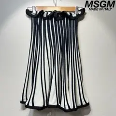 希少 美品 MSGM ストライプ プリーツ フレア デザイン ニット スカートのサムネイル