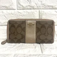 最終値下げ！COACH モノグラム柄 長財布 ブラウン＆ピンクゴールド