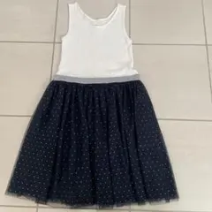 ホワイト/ネイビー ノースリーブワンピース