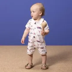 プチバトー ショートロンパース パリ柄
