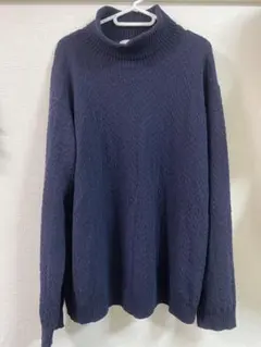 300円スタート　LANVIN en Bleu ニット　52 タートル　最安　紺