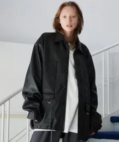 AIVER　ヴィーガンレザーミリタリーシャツジャケット