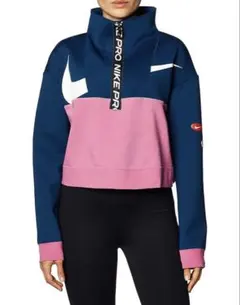 NIKE PRO クロップドスウェット ネイビー/ピンク