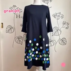 ／609 graniph グラニフ 紺色 ミッフィー ワンピ 刺繍のサムネイル