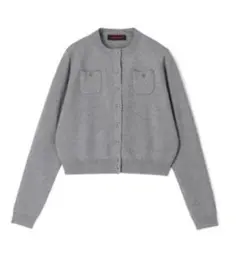 CABaNコットンカシミヤクルーネックカーディガングレー