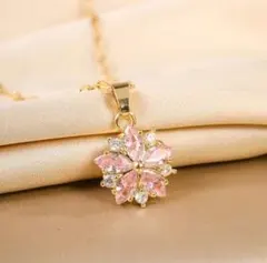 ピンクczダイヤ フラワー✨ネックレス 【大人気】 残１ サージカルステンレス