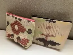ハンドメイド 帯リメイク 花柄刺繍 ポーチ 2個セット