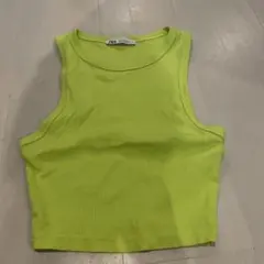 ZARA リブ タンクトップ ライムグリーン Sのサムネイル